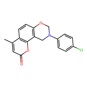 9-(4-Chlorophenyl)-4-methyl-8,10-dihydropyrano[2,3-f][1,3]benzoxazin-2-one structure