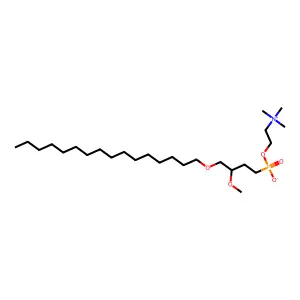 2'-(Trimethylammonio)ethyl-4-(hexadecyloxy)-3-methoxybutane phosphonate structure