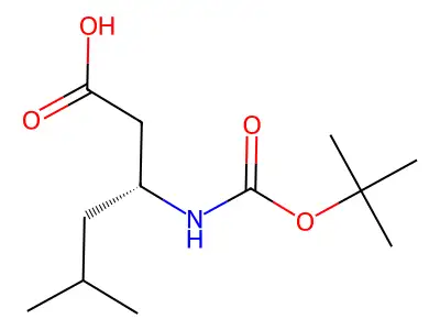 (3S)-3-{[(tert-butoxy)carbonyl]amino}-5-methylhexanoic acid structure