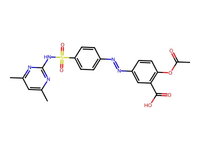 2-Acetoxy-5-(4-(N-(4,6-dimethyl-2-pyrimidinyl)sulfamoyl)phenylazo)benzoic acid structure