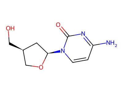 beta-2'-Oxa-carbocyclic-2',3'-dideoxycytidine structure