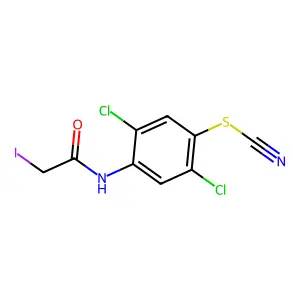 Thiocyanic acid, 2,5-dichloro-4-(2-iodoacetamido)phenyl ester structure