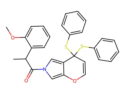 ((Methoxy-2 phenyl)-2 propionyl-(S))-6 diphenyl-4,4 perhydrothiopyrano(2,3-c)pyrrole structure