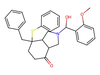 7-Benzyl-2-[hydroxy(2-methoxyphenyl)methyl]-7-(phenylsulfanyl)octahydro-4H-isoindol-4-one structure