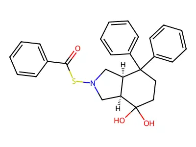Thiopyrano(2,3-c)pyrrole, octahydro-4,4-diphenyl-6-(phenylacetyl)-, 1,1-dioxide, cis-(+-)- structure