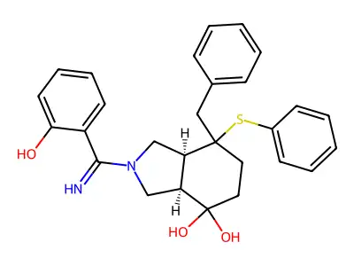 Thiopyrano(2,3-c)pyrrole, octahydro-4,4-diphenyl-6-(1-imino-2-(2-methoxyphenyl)ethyl)-, 1,1-dioxide, cis-(+-)- structure