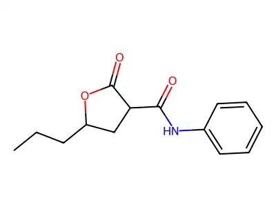 2-oxo-N-phenyl-5-propyltetrahydro-3-furancarboxamide structure