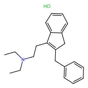 Indene-3-ethylamine, 2-benzyl-N,N-diethyl-, hydrochloride structure
