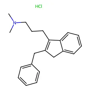 Indene-3-propylamine, 2-benzyl-N,N-dimethyl-, hydrochloride structure