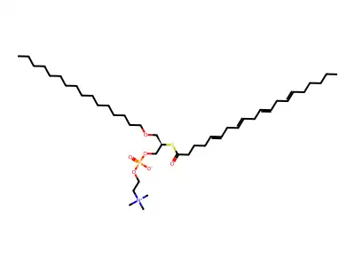 [(2R)-3-hexadecoxy-2-icosa-5,8,11,14-tetraenoylsulfanylpropyl] 2-(trimethylazaniumyl)ethyl phosphate structure