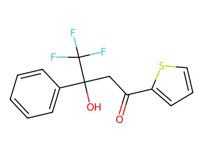 4,4,4-Trifluoro-3-hydroxy-3-phenyl-1-thiophen-2-ylbutan-1-one structure