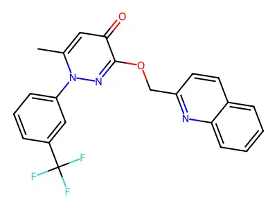 4(1H)-Pyridazinone, 6-methyl-3-(2-quinolinylmethoxy)-1-(3-(trifluoromethyl)phenyl)- structure