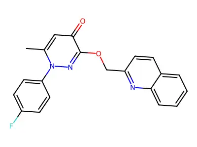 4(1H)-Pyridazinone, 1-(4-fluorophenyl)-6-methyl-3-(2-quinolinylmethoxy)- structure