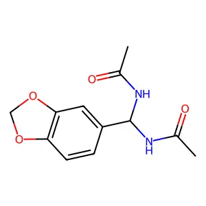 N-[acetamido(1,3-benzodioxol-5-yl)methyl]acetamide structure