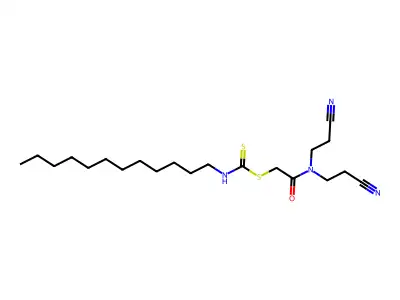 2-(Bis(2-cyanoethyl)amino)-2-oxoethyl dodecyldithiocarbamate structure