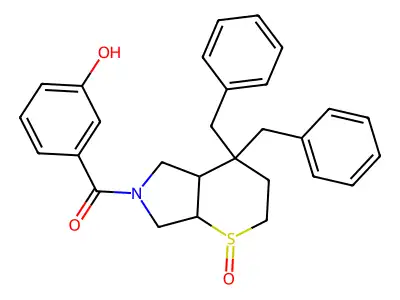 Thiopyrano(2,3-c)pyrrole, octahydro-4,4-diphenyl-6-((2-methoxyphenyl)acetyl)-, 1-oxide, (1-alpha,4a-beta,7a-beta)-(+-)- structure
