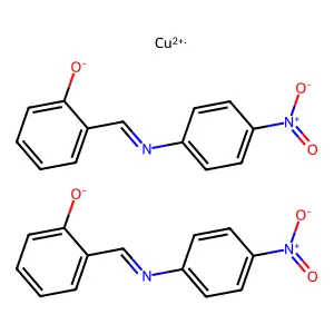 Copper;bis(2-[(4-nitrophenyl)iminomethyl]phenol) structure