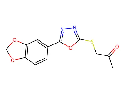 1-(5-Benzo[1,3]dioxol-5-yl-[1,3,4]oxadiazol-2-ylsulfanyl)-propan-2-one structure