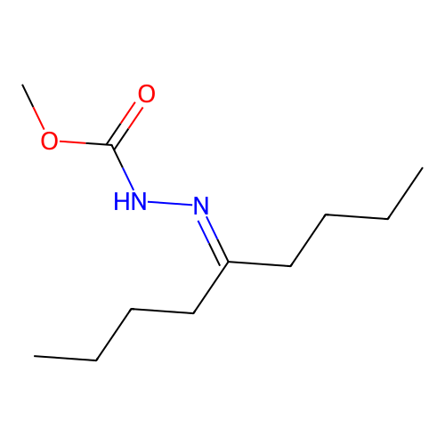 Carbazic acid, 3-(1-butylpentylidene)-, methyl ester structure