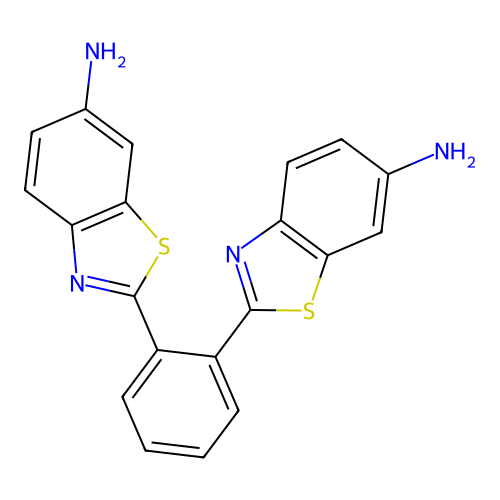 2-[2-(6-Amino-1,3-benzothiazol-2-yl)phenyl]-1,3-benzothiazol-6-amine structure