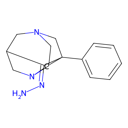 (E)-9-hydrazono-1-phenyl-3,6-diazatricyclo[4.3.1.1(3,8)]undecane structure