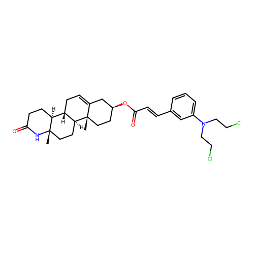 (3beta)-3-((3-(3-(Bis(2-chloroethyl)amino)phenyl)-1-oxo-2-propenyl)oxy)-17a-aza-D-homoandrost-5-en-17-one structure