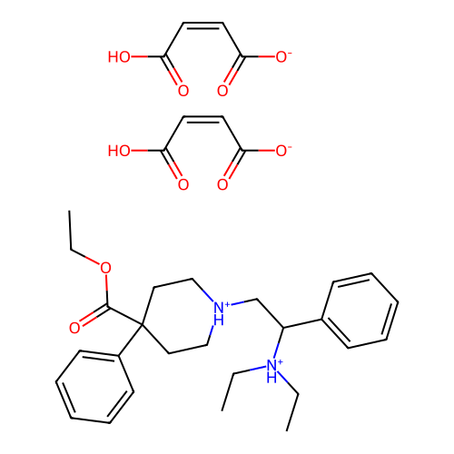 Isonipecotic acid, 1-(beta-(diethylamino)phenethyl)-4-phenyl-, ethyl ester, maleate (1:2) structure