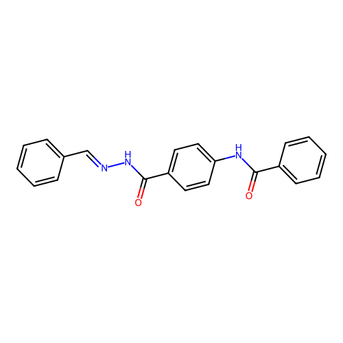 4-benzamido-N-(benzylideneamino)benzamide structure