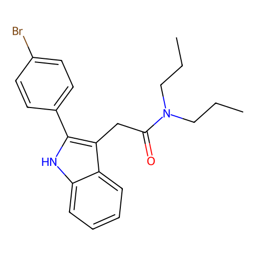 2-[2-(4-Bromo-phenyl)-1H-indol-3-yl]-N,N-dipropyl-acetamide structure