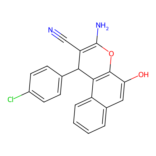 3-amino-1-(4-chlorophenyl)-5-hydroxy-1H-benzo[f]chromene-2-carbonitrile structure