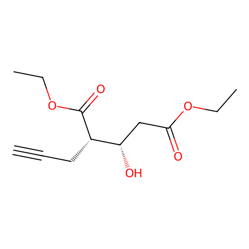 diethyl (2S,3S)-3-hydroxy-2-prop-2-ynylpentanedioate structure