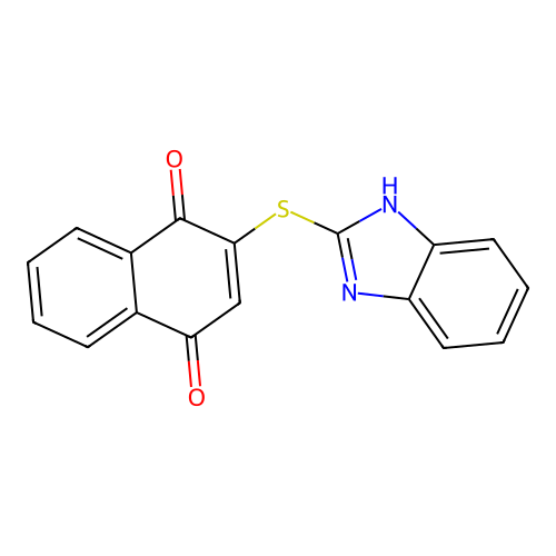 2-(1H-benzimidazol-2-ylsulfanyl)naphthalene-1,4-dione structure