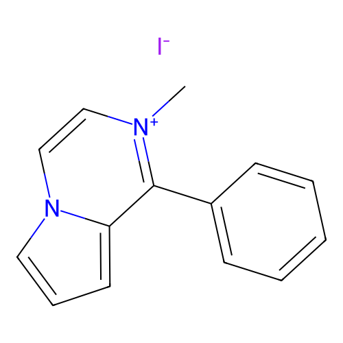 2-Methyl-1-phenylpyrrolo[1,2-a]pyrazin-2-ium iodide structure