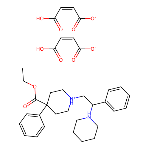 Isonipecotic acid, 4-phenyl-1-(beta-piperidinophenethyl)-, ethyl ester, maleate (1:2) structure