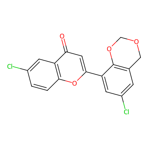 6-chloro-2-(6-chloro-4H-benzo[d][1,3]dioxin-8-yl)-4H-chromen-4-one structure