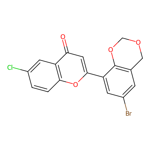 2-(6-bromo-4H-benzo[d][1,3]dioxin-8-yl)-6-chloro-4H-chromen-4-one structure
