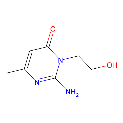 2-amino-3-(2-hydroxyethyl)-6-methylpyrimidin-4(3H)-one structure