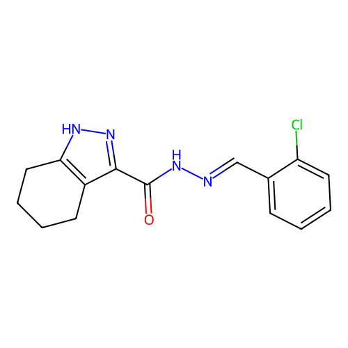 N'-[(E)-(2-chlorophenyl)methylidene]-4,5,6,7-tetrahydro-1H-indazole-3-carbohydrazide structure