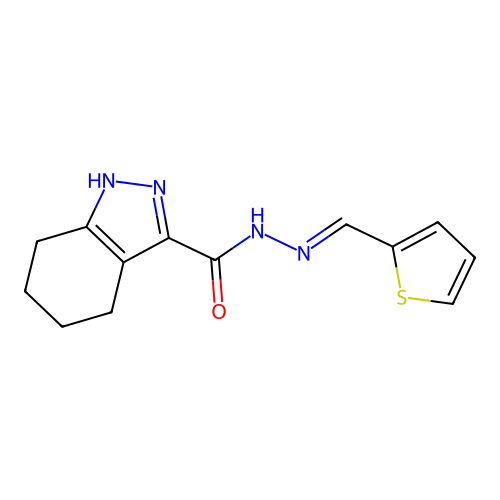 N'-[(E)-2-thienylmethylidene]-4,5,6,7-tetrahydro-1H-indazole-3-carbohydrazide structure
