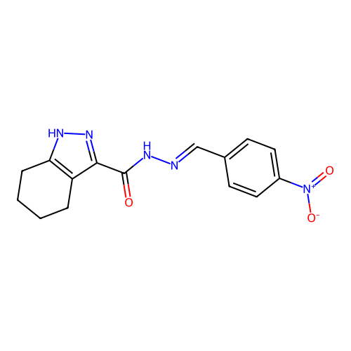 N'-{4-nitrobenzylidene}-4,5,6,7-tetrahydro-1H-indazole-3-carbohydrazide structure