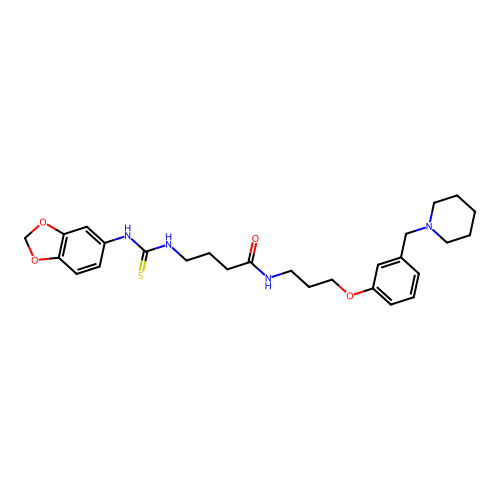 4-(1,3-benzodioxol-5-ylcarbamothioylamino)-N-[3-[3-(piperidin-1-ylmethyl)phenoxy]propyl]butanamide structure