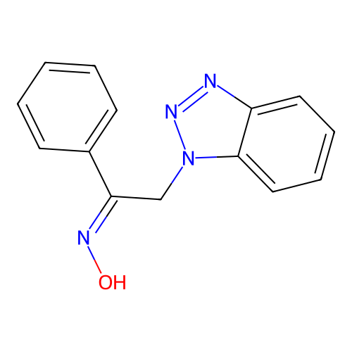 (NZ)-N-[2-(benzotriazol-1-yl)-1-phenylethylidene]hydroxylamine structure