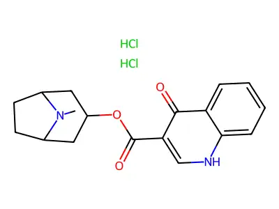 endo-(8-Methyl-8-azabicyclo(3.2.1)oct-3-yl)4-hydroxy-3-quinolinecarboxylate 2HCl hydrate structure