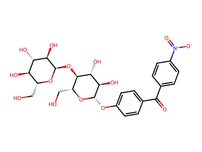 Methanone, (4-((4-O-alpha-D-glucopyranosyl-beta-D-glucopyranosyl)oxy)phenyl)(4-nitrophenyl)- structure