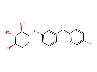 beta-D-Xylopyranoside, 3-((4-chlorophenyl)methyl)phenyl structure