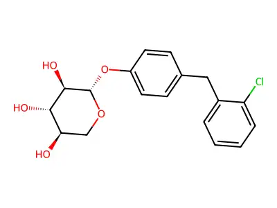 beta-D-Xylopyranoside, 4-((2-chlorophenyl)methyl)phenyl structure