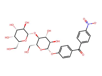 Methanone, (4-((4-O-beta-D-galactopyranosyl-beta-D-glucopyranosyl)oxy)phenyl)(4-nitrophenyl)- structure