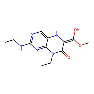 8-ethyl-2-(ethylamino)-6-[hydroxy(methoxy)methylidene]-5,8-dihydropteridin-7(6h)-one structure