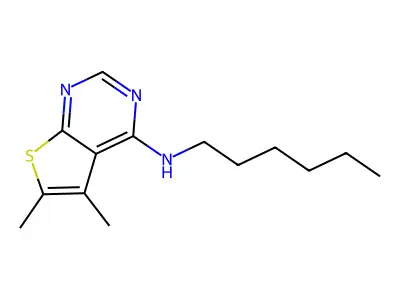 N-hexyl-5,6-dimethylthieno[2,3-d]pyrimidin-4-amine structure
