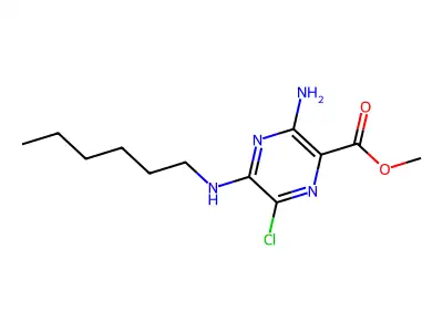 Methyl 3-amino-6-chloro-5-(hexylamino)pyrazine-2-carboxylate structure